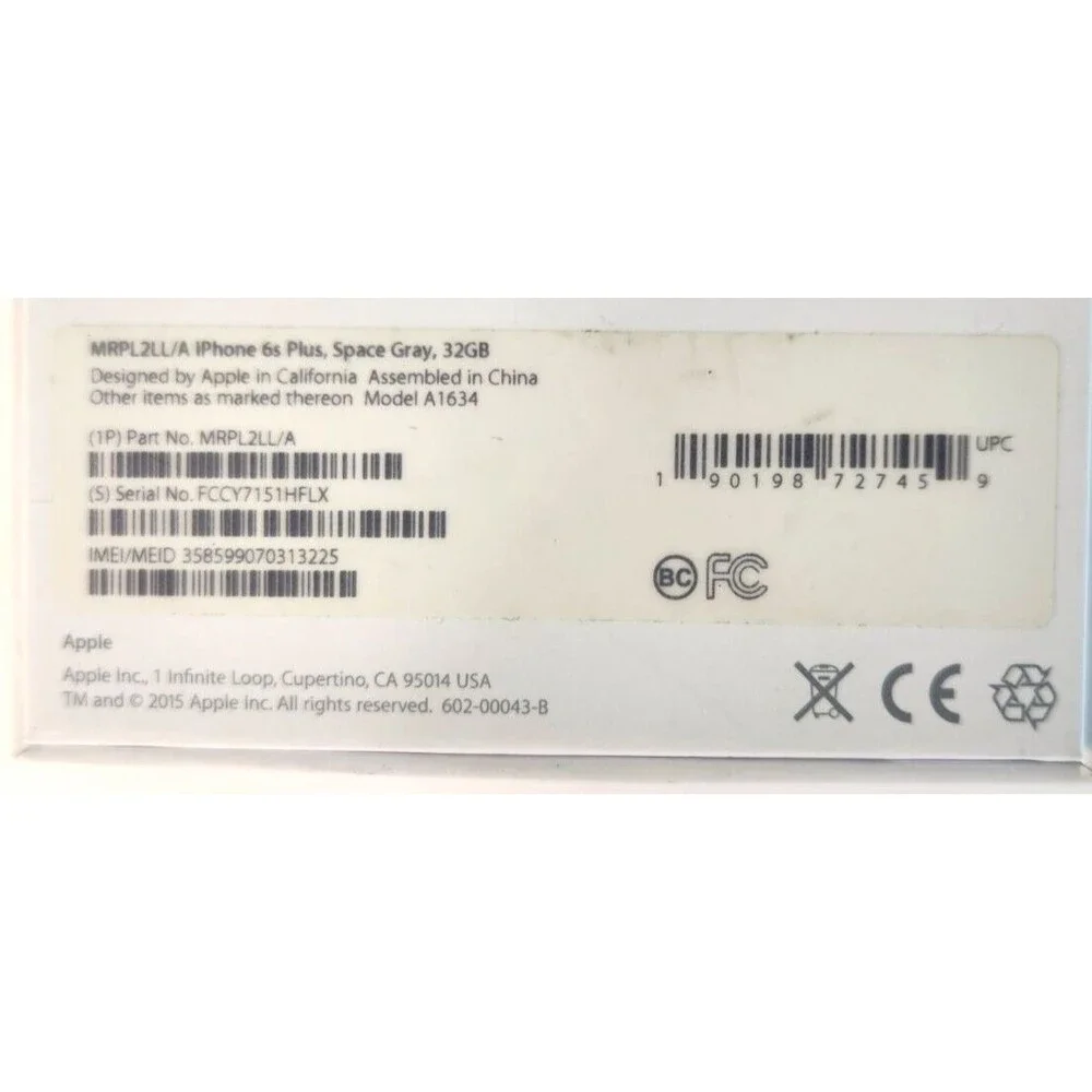 Apple iPhone 6s Plus SIM CARD PIN & BOX ONLY 32GB Model A1634 Space Gray